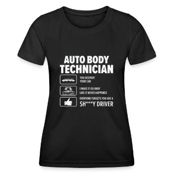 Auto Body Technician Funny Vehicle Repair Car - Women's Functional T-Shirt - black - Front - AI Model Female 172 light (172cm)
