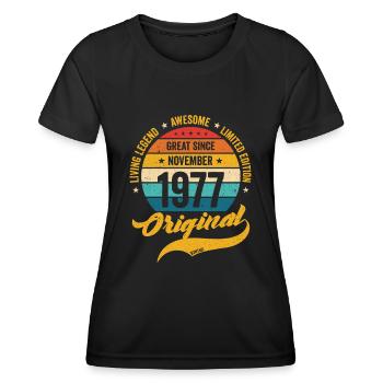 Retro 45 Years November 1977 Birthday Vintage - Frauen Funktions-T-Shirt - Schwarz - Vorne - AI Model Female 172 light (172cm)