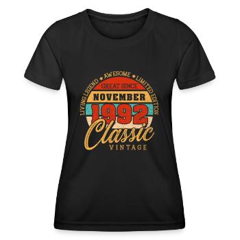 Rétro 30 ans Novembre 1992 Anniversaire Vintage - T-shirt sport Femme - noir - Devant - AI Model Female 172 light (172cm)