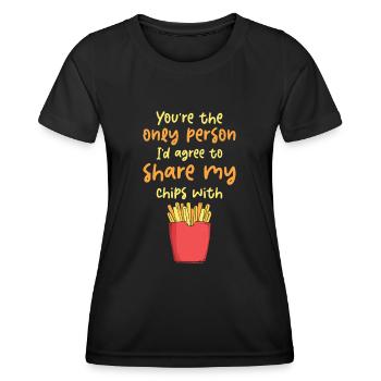 Food Friendship Sharing Chips Lover Eating - Women's Functional T-Shirt - black - Front - AI Model Female 172 light (172cm)