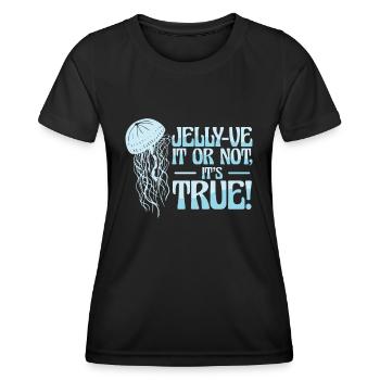Fleurs de méduses enchevêtrées Natation Jeu de mots - T-shirt sport Femme - noir - Devant - AI Model Female 172 light (172cm)