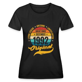 Retro 30 Years December 1992 Birthday Vintage - Frauen Funktions-T-Shirt - Schwarz - Vorne - AI Model Female 172 light (172cm)