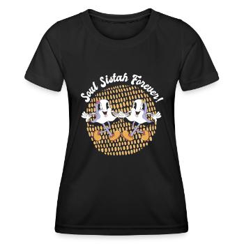 Halloween Soul Sistah Ghost Spirit Cute Spooky - Women's Functional T-Shirt - black - Front - AI Model Female 172 light (172cm)