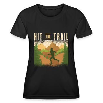 Courir dans la forêt Course en sentier Coureurs Jogging Joggers - T-shirt sport Femme - noir - Devant - AI Model Female 172 light (172cm)