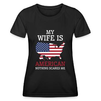 Rien ne me fait peur femme américaine - T-shirt sport Femme - noir - Devant - AI Model Female 172 light (172cm)