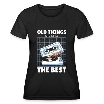 Antiquing Vinyl Cassette Music Vintage Lover - Women's Functional T-Shirt - black - Front - AI Model Female 172 light (172cm)