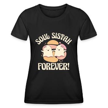 Halloween Soul Sistah Ghost Spirit Cute Spooky - Women's Functional T-Shirt - black - Front - AI Model Female 172 light (172cm)