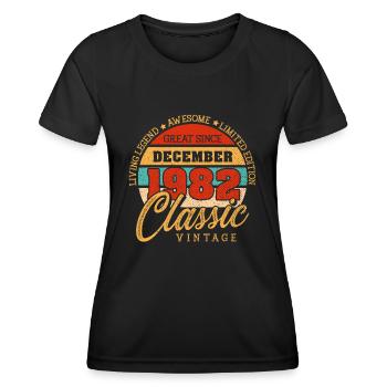Retro 40 Jahre Dezember 1982 Geburtstag Vintage - Frauen Funktions-T-Shirt - Schwarz - Vorne - AI Model Female 172 light (172cm)