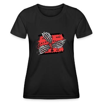 Retro-Halloween-Skelett, das Ouija-Horror spielt - Frauen Funktions-T-Shirt - Schwarz - Vorne - AI Model Female 172 light (172cm)