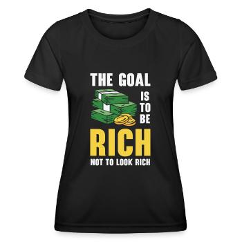 Objectifs d’argent Citations de vie Message positif - T-shirt sport Femme - noir - Devant - AI Model Female 172 light (172cm)
