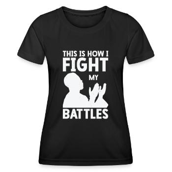Jesus Anbetung Christliche Kämpfe Religiöser - Frauen Funktions-T-Shirt - Schwarz - Vorne - AI Model Female 172 light (172cm)