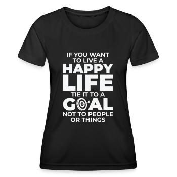 Goal Life Quotes Happy Positive Message - Women's Functional T-Shirt - black - Front - AI Model Female 172 light (172cm)