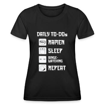 Movie Fan Daily Binge Watcher Ramen Lover - Women's Functional T-Shirt - black - Front - AI Model Female 172 light (172cm)