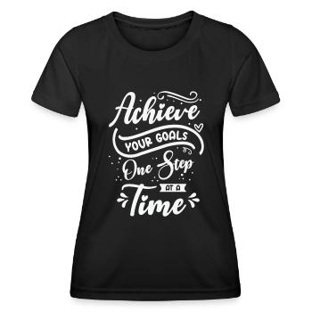 Typographie d’objectif La vie cite un message positif - T-shirt sport Femme - noir - Devant - AI Model Female 172 light (172cm)