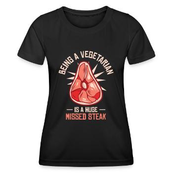 Steak Lovers Meat Foodie Steak - T-shirt sport Femme - noir - Devant - AI Model Female 172 light (172cm)