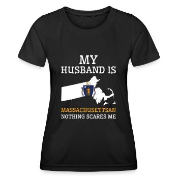 Nichts macht mir Angst Massachusettsan Husband - Frauen Funktions-T-Shirt - Schwarz - Vorne - AI Model Female 172 light (172cm)