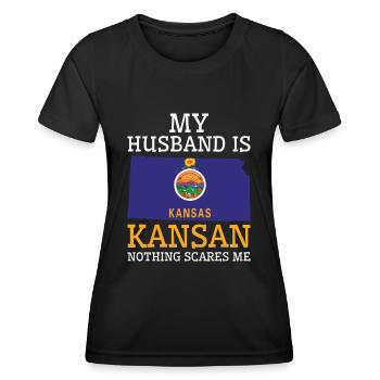 Nothing Scares Me Kansan Husband Kansas - Women's Functional T-Shirt - black - Front - AI Model Female 172 light (172cm)