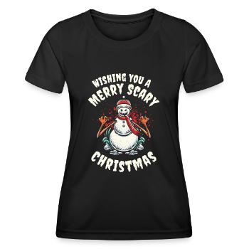 Frohe schaurige Weihnachten Halloween - Frauen Funktions-T-Shirt - Schwarz - Vorne - AI Model Female 172 light (172cm)
