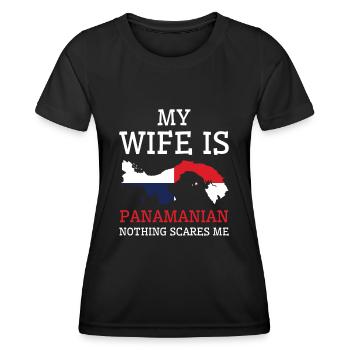 Rien ne me fait peur, épouse panaméenne Panama - T-shirt sport Femme - noir - Devant - AI Model Female 172 light (172cm)