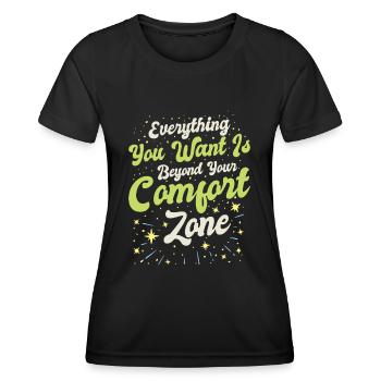 Meaningful Knowledge Motivator Comfort Zone - Women's Functional T-Shirt - black - Front - AI Model Female 172 light (172cm)