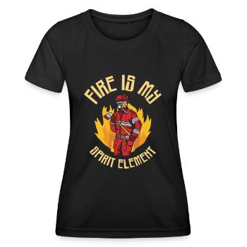 Élément de feu Pompier Pompier - T-shirt sport Femme - noir - Devant - AI Model Female 172 light (172cm)