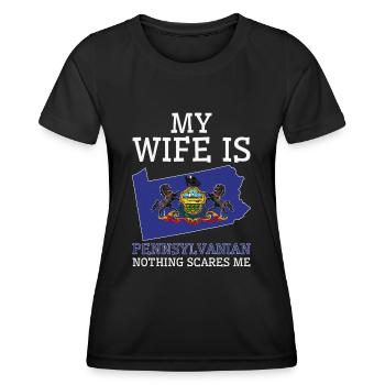 Rien ne me fait peur Pennsylvanian Wife - T-shirt sport Femme - noir - Devant - AI Model Female 172 light (172cm)