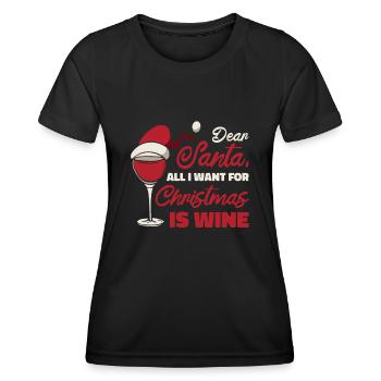 Dear Santa Christmas Wine Holiday Drinking Wine - Women's Functional T-Shirt - black - Front - AI Model Female 172 light (172cm)