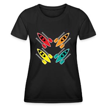 Kajakfahren Buntes Paddel Sport Muster Kunst - Frauen Funktions-T-Shirt - Schwarz - Vorne - AI Model Female 172 light (172cm)