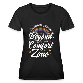Meaningful Knowledge Motivator Comfort Zone - Women's Functional T-Shirt - black - Front - AI Model Female 172 light (172cm)