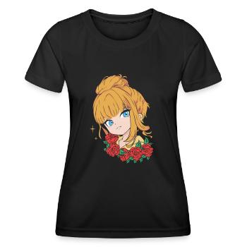 Anime Stylish Cute Girl Retro Kawaii - T-shirt sport Femme - noir - Devant - AI Model Female 172 light (172cm)