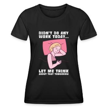 Prokrastinator Arbeit Schlafen Line Art Zeichnung - Frauen Funktions-T-Shirt - Schwarz - Vorne - AI Model Female 172 light (172cm)