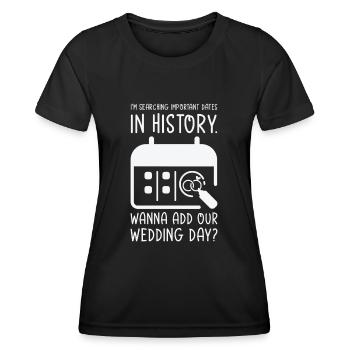 Wedding Day Pick Up Lines Couple Romantic Heart - Women's Functional T-Shirt - black - Front - AI Model Female 172 light (172cm)