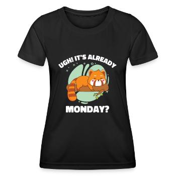 Red Panda Sleeping Cute Animal Lazy Monday - Women's Functional T-Shirt - black - Front - AI Model Female 172 light (172cm)