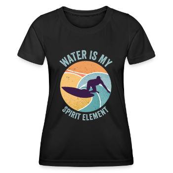 Water Wave Spirit Element Ocean Surfer - Women's Functional T-Shirt - black - Front - AI Model Female 172 light (172cm)