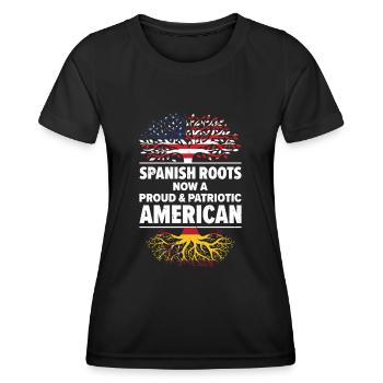 Né espagnol Espagne États-Unis - T-shirt sport Femme - noir - Devant - AI Model Female 172 light (172cm)