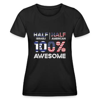 Né Israël Israélien Américain USA - T-shirt sport Femme - noir - Devant - AI Model Female 172 light (172cm)