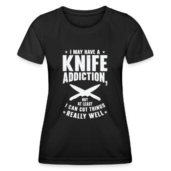 Messersammler Messer Sammeln - Frauen Funktions-T-Shirt - Schwarz - Vorne - AI Model Female 172 light (172cm)