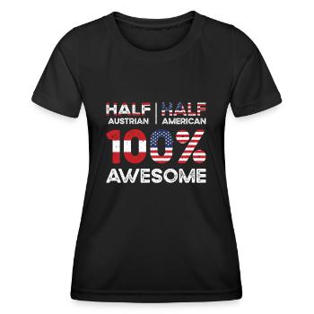 Half Austrian Austria American USA Citizenship - Women's Functional T-Shirt - black - Front - AI Model Female 172 light (172cm)