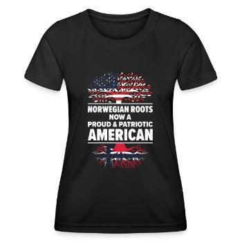 Geboren Norwegisch Norwegen Amerikanisch USA - Frauen Funktions-T-Shirt - Schwarz - Vorne - AI Model Female 172 light (172cm)