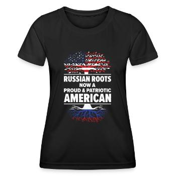 Né Russie Russie États-Unis - T-shirt sport Femme - noir - Devant - AI Model Female 172 light (172cm)