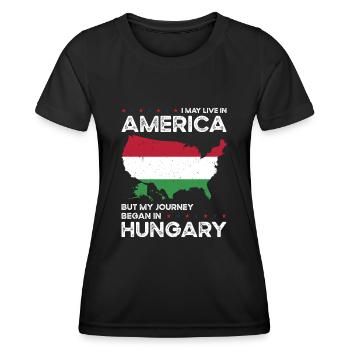 Geboren Ungarn Ungarn Amerikaner USA - Frauen Funktions-T-Shirt - Schwarz - Vorne - AI Model Female 172 light (172cm)