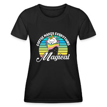 Pink Magic Unicorn Caféine Amateurs de café - T-shirt sport Femme - noir - Devant - AI Model Female 172 light (172cm)