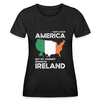 Né en Irlande Irlande États-Unis - T-shirt sport Femme - noir - Devant - AI Model Female 172 light (172cm)
