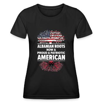 Geboren Albanisch Albanien Amerikanisch USA - Frauen Funktions-T-Shirt - Schwarz - Vorne - AI Model Female 172 light (172cm)
