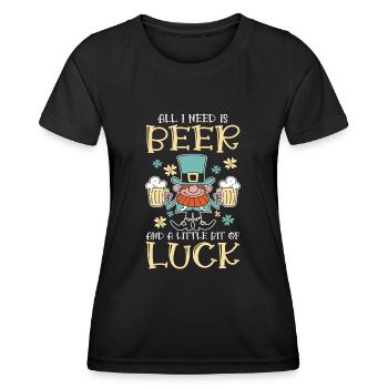 St. Patrick's Day Bier Kleeblatt Kleeblatt Glück - Frauen Funktions-T-Shirt - Schwarz - Vorne - AI Model Female 172 light (172cm)