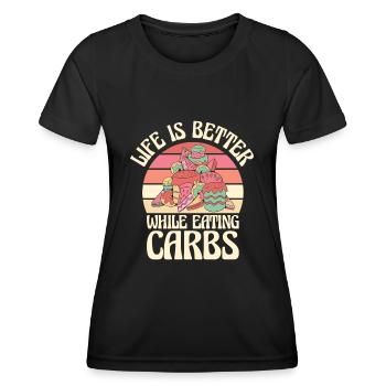 Kohlenhydrate Fast Food Leben Foodie Essen - Frauen Funktions-T-Shirt - Schwarz - Vorne - AI Model Female 172 light (172cm)