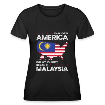 Geboren malaysisch Malaysia amerikanisch USA - Frauen Funktions-T-Shirt - Schwarz - Vorne - AI Model Female 172 light (172cm)