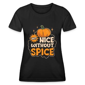 Pumpkin Spice Latte Coffee Lover Retro Typography - Women's Functional T-Shirt - black - Front - AI Model Female 172 light (172cm)