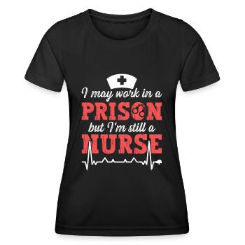 Infirmière infirmière en prison - T-shirt sport Femme - noir - Devant - AI Model Female 172 light (172cm)