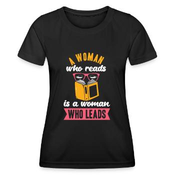 Internationaler Frauentag Buchlesung Woman Power - Frauen Funktions-T-Shirt - Schwarz - Vorne - AI Model Female 172 light (172cm)